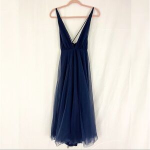 Hello Molly Blue A Line Tulle Deep V Dress